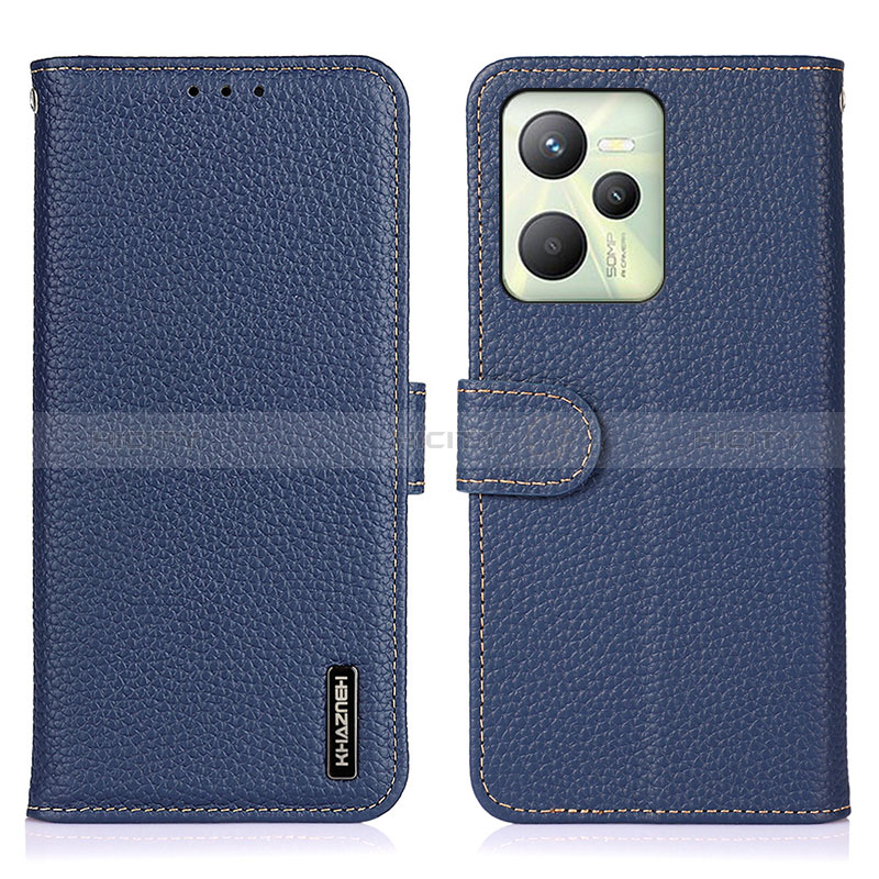 Coque Portefeuille Livre Cuir Etui Clapet B01H pour Realme C35 Bleu Plus