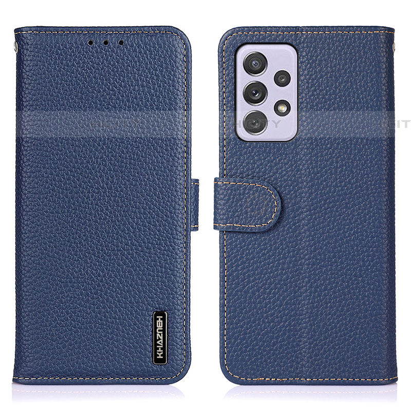 Coque Portefeuille Livre Cuir Etui Clapet B01H pour Samsung Galaxy A73 5G Bleu Plus