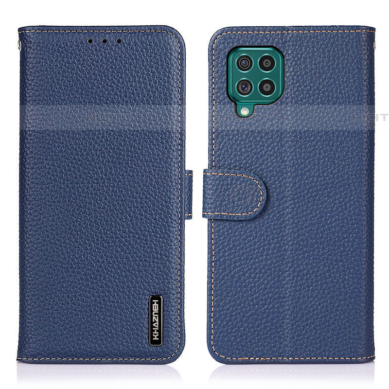 Coque Portefeuille Livre Cuir Etui Clapet B01H pour Samsung Galaxy F62 5G Bleu Plus