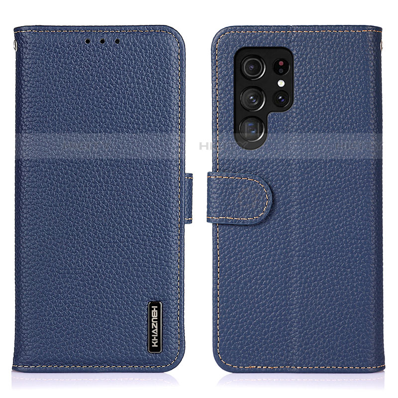 Coque Portefeuille Livre Cuir Etui Clapet B01H pour Samsung Galaxy S22 Ultra 5G Bleu Plus