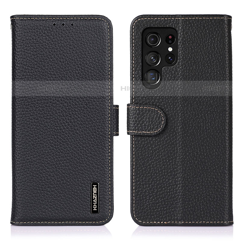 Coque Portefeuille Livre Cuir Etui Clapet B01H pour Samsung Galaxy S22 Ultra 5G Noir Plus