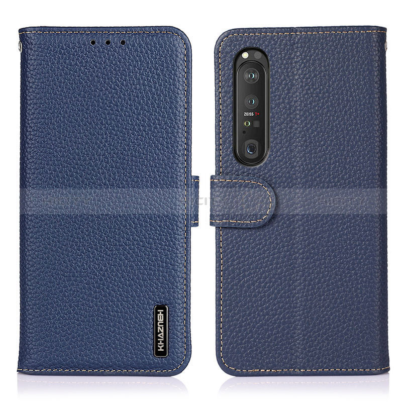 Coque Portefeuille Livre Cuir Etui Clapet B01H pour Sony Xperia 1 III Bleu Plus