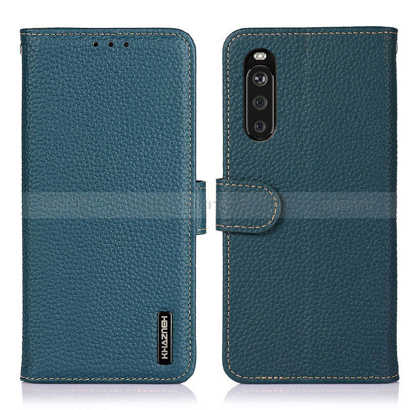 Coque Portefeuille Livre Cuir Etui Clapet B01H pour Sony Xperia 10 III Lite Vert Plus