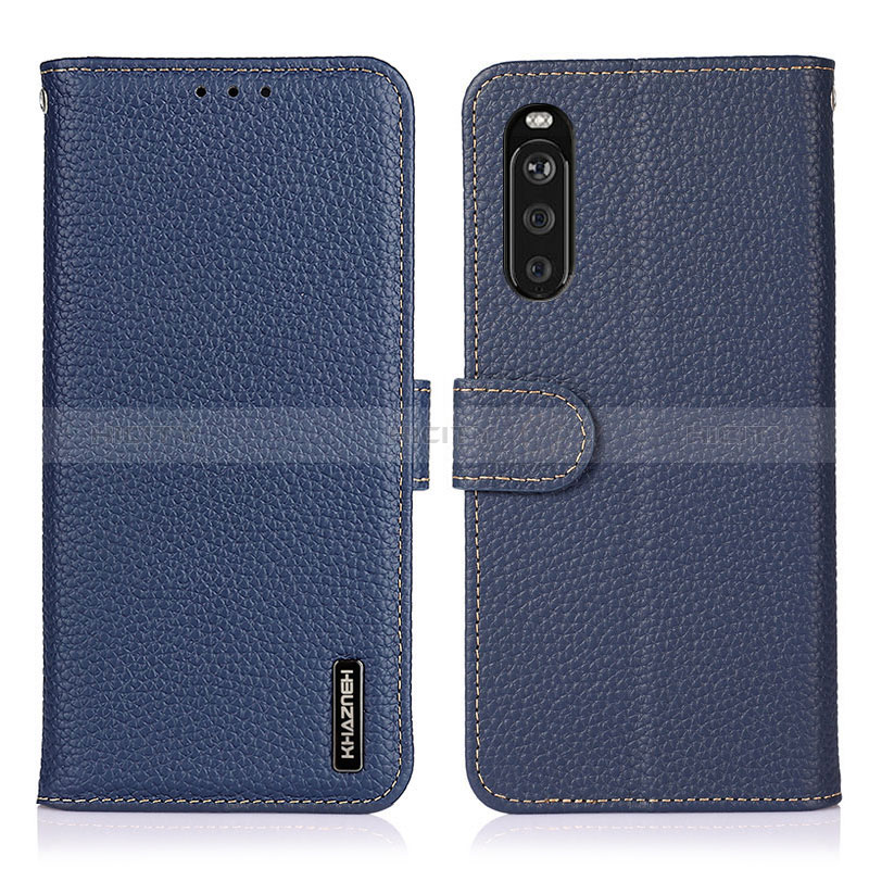 Coque Portefeuille Livre Cuir Etui Clapet B01H pour Sony Xperia 10 III SOG04 Bleu Plus