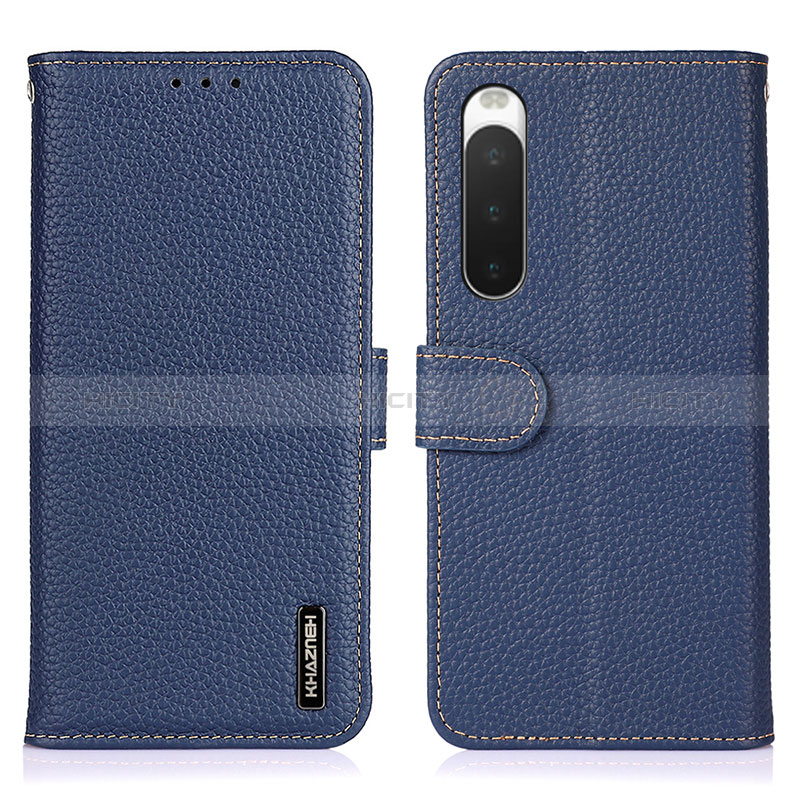 Coque Portefeuille Livre Cuir Etui Clapet B01H pour Sony Xperia 10 IV SO-52C Bleu Plus