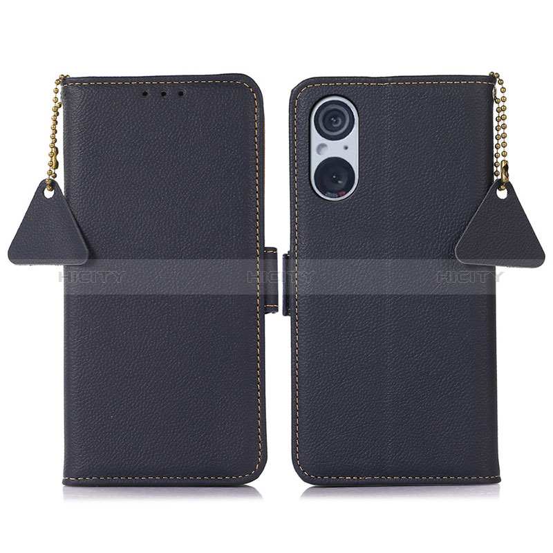 Coque Portefeuille Livre Cuir Etui Clapet B01H pour Sony Xperia 5 V Bleu Plus