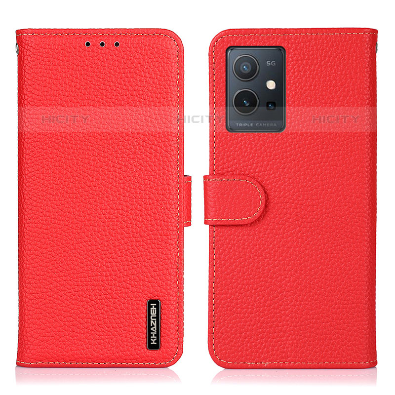 Coque Portefeuille Livre Cuir Etui Clapet B01H pour Vivo iQOO Z6 5G Rouge Plus