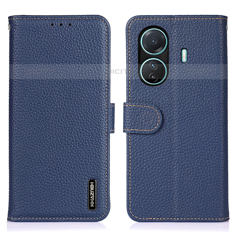 Coque Portefeuille Livre Cuir Etui Clapet B01H pour Vivo T1 Pro 5G Bleu Plus