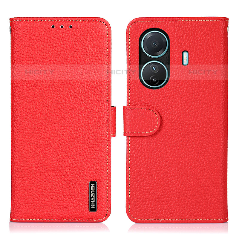 Coque Portefeuille Livre Cuir Etui Clapet B01H pour Vivo T1 Pro 5G Rouge Plus