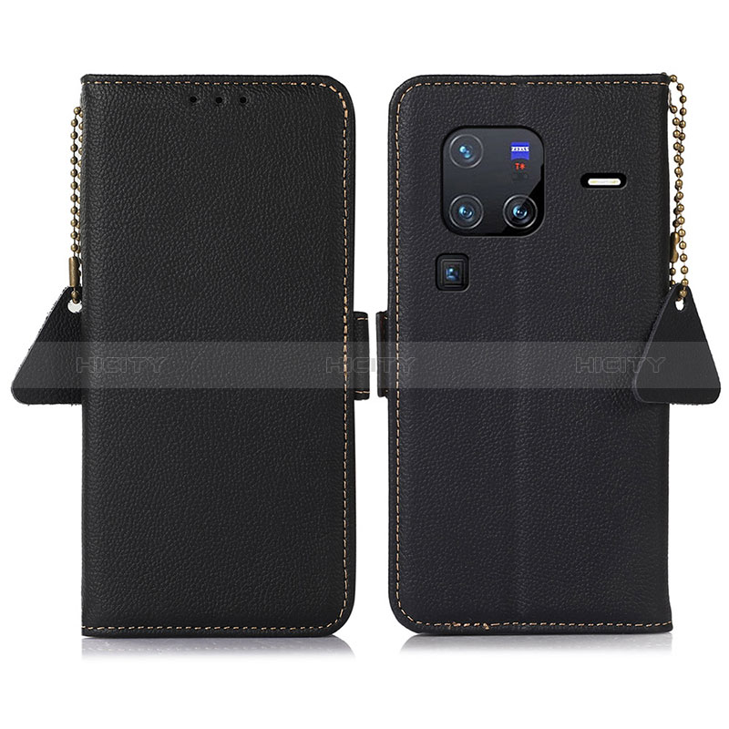 Coque Portefeuille Livre Cuir Etui Clapet B01H pour Vivo X80 Pro 5G Noir Plus