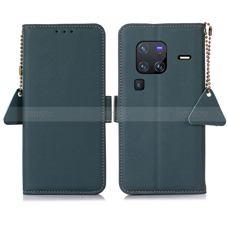 Coque Portefeuille Livre Cuir Etui Clapet B01H pour Vivo X80 Pro 5G Vert Plus