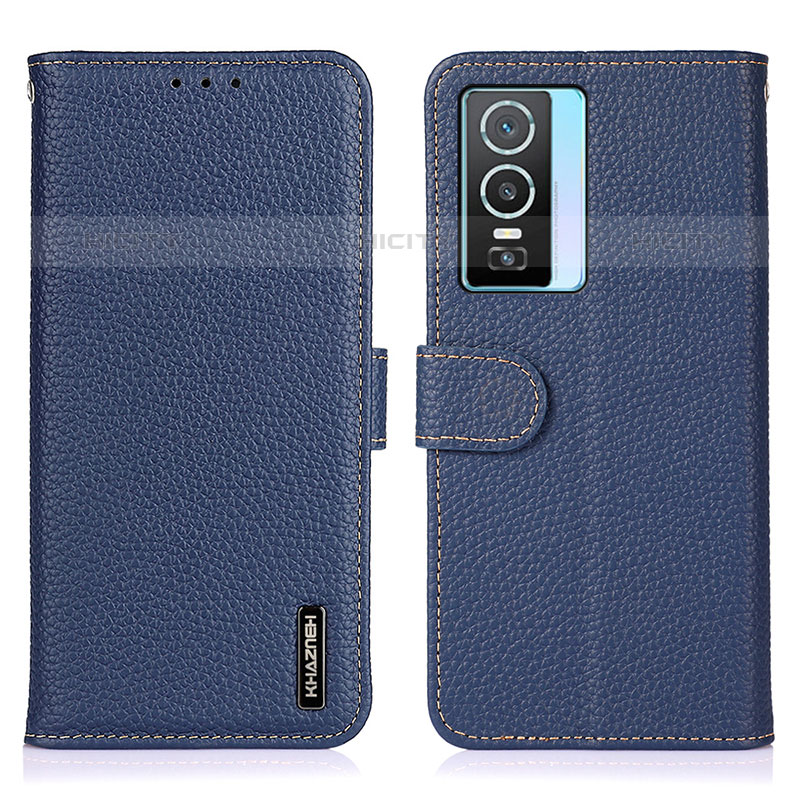 Coque Portefeuille Livre Cuir Etui Clapet B01H pour Vivo Y74s 5G Bleu Plus