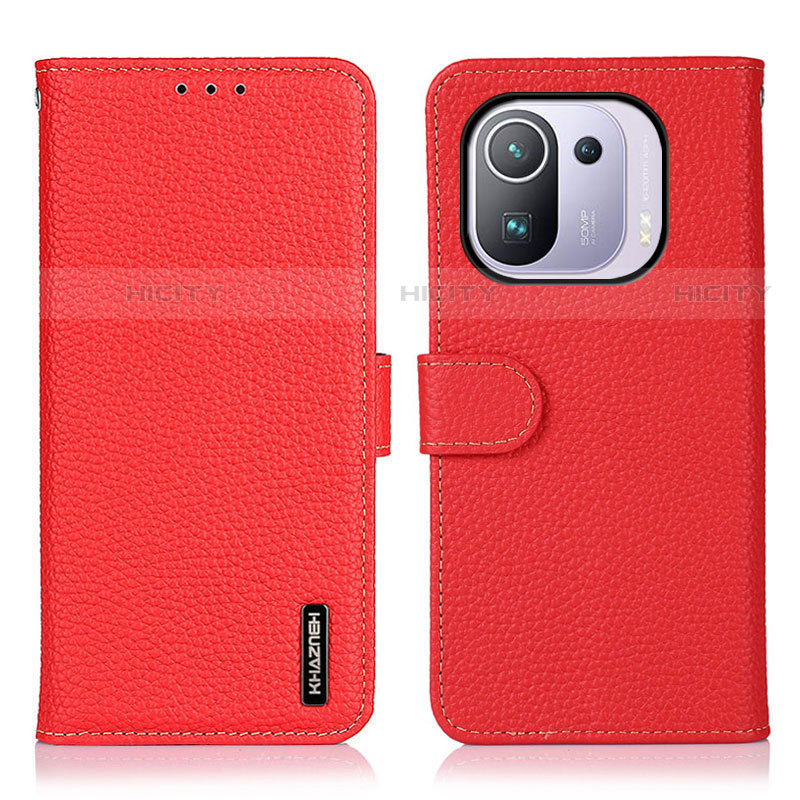 Coque Portefeuille Livre Cuir Etui Clapet B01H pour Xiaomi Mi 11 Pro 5G Rouge Plus