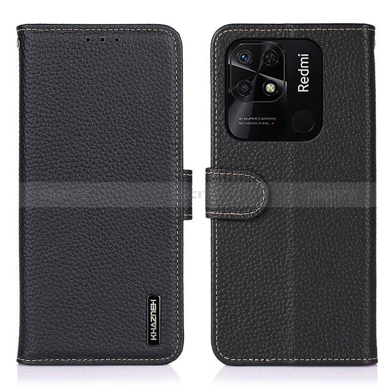 Coque Portefeuille Livre Cuir Etui Clapet B01H pour Xiaomi Redmi 10 India Noir Plus