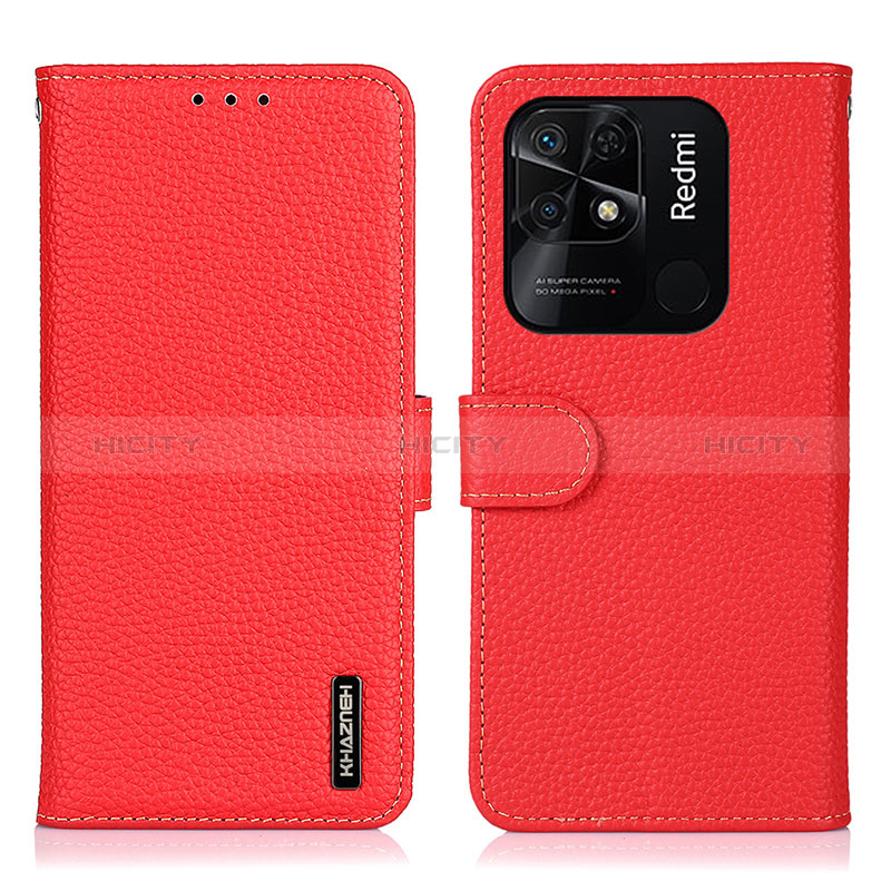 Coque Portefeuille Livre Cuir Etui Clapet B01H pour Xiaomi Redmi 10C 4G Rouge Plus