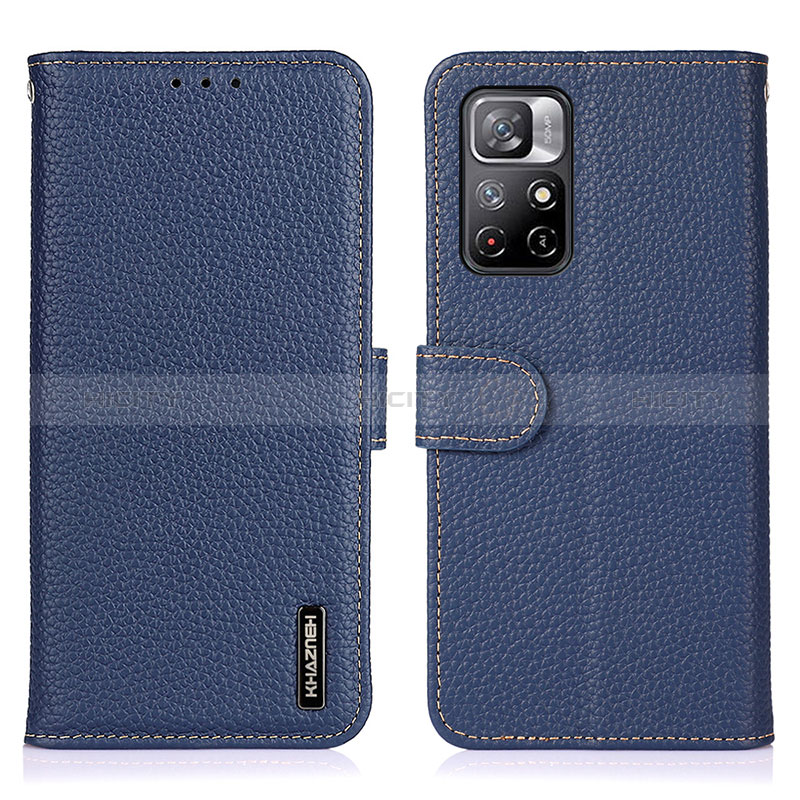 Coque Portefeuille Livre Cuir Etui Clapet B01H pour Xiaomi Redmi Note 11 5G Bleu Plus