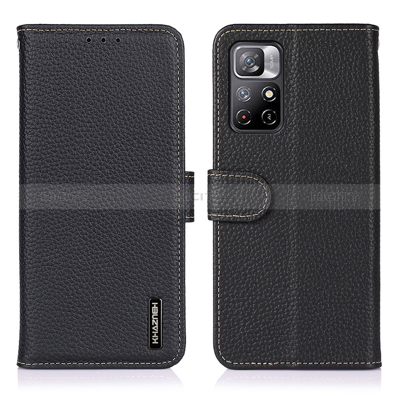 Coque Portefeuille Livre Cuir Etui Clapet B01H pour Xiaomi Redmi Note 11 5G Noir Plus