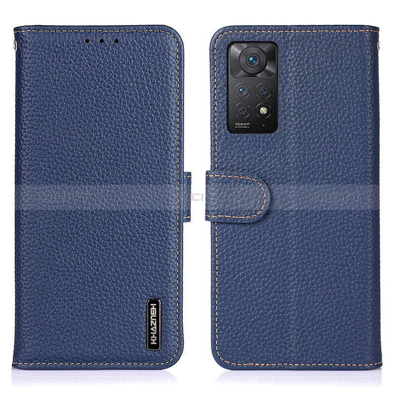 Coque Portefeuille Livre Cuir Etui Clapet B01H pour Xiaomi Redmi Note 11 Pro 5G Bleu Plus