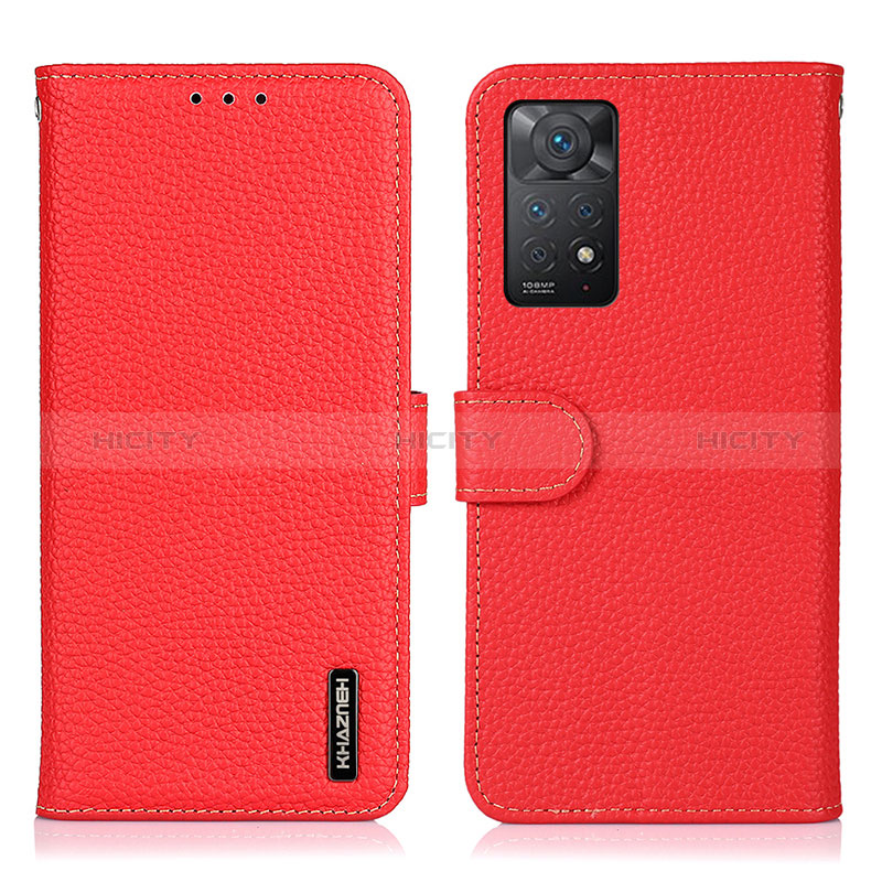 Coque Portefeuille Livre Cuir Etui Clapet B01H pour Xiaomi Redmi Note 11 Pro 5G Rouge Plus