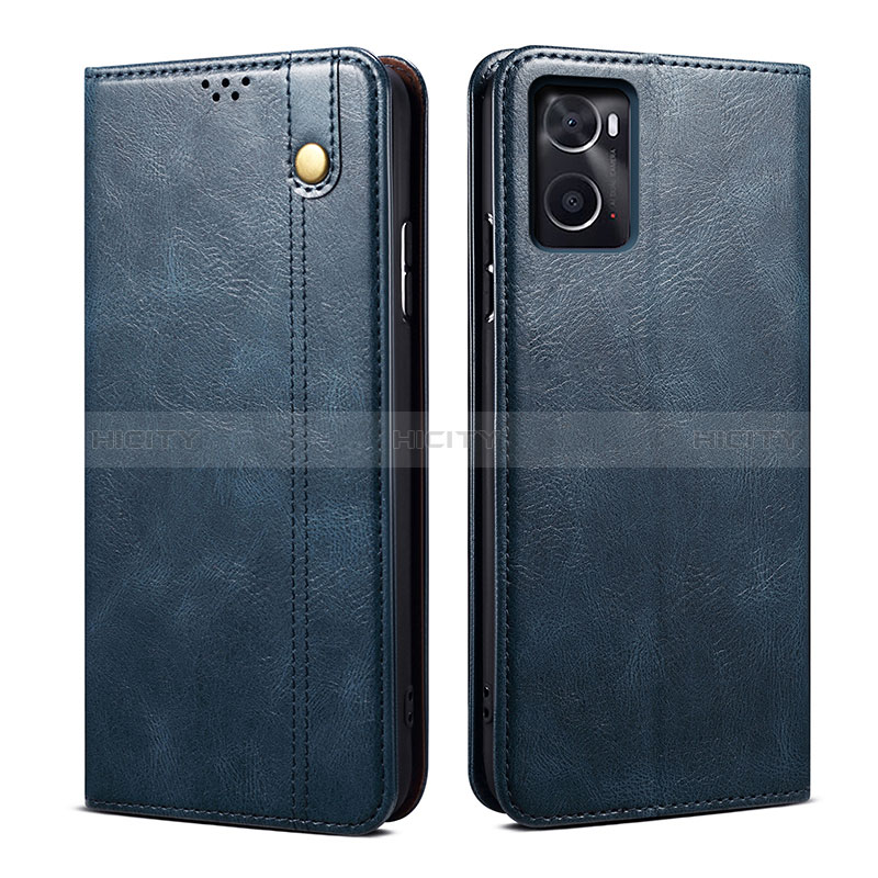 Coque Portefeuille Livre Cuir Etui Clapet B01S pour Oppo A76 Bleu Plus