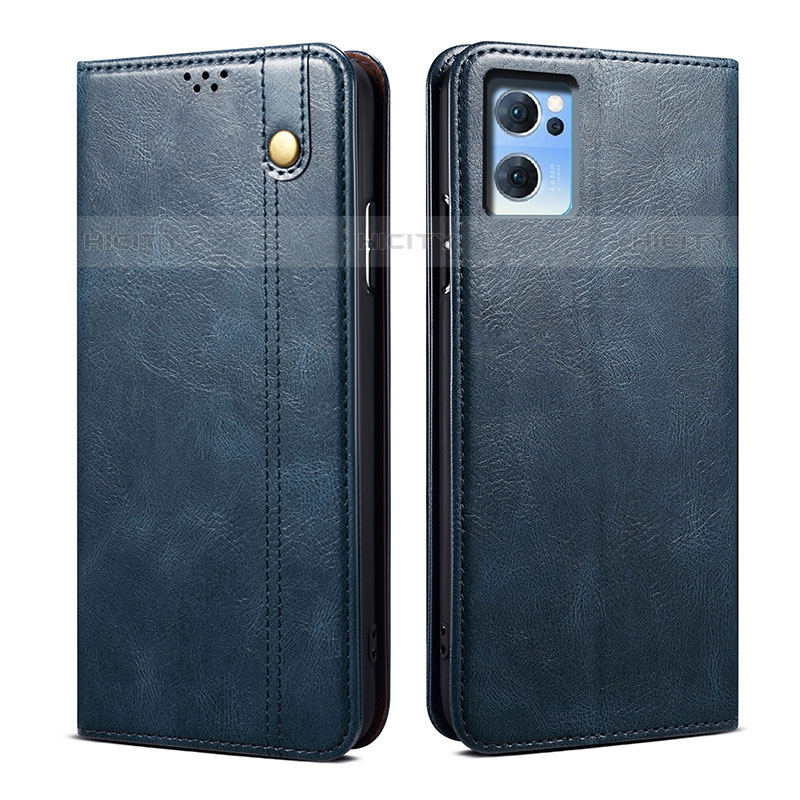 Coque Portefeuille Livre Cuir Etui Clapet B01S pour Oppo Reno7 5G Bleu Plus