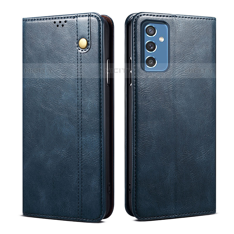 Coque Portefeuille Livre Cuir Etui Clapet B01S pour Samsung Galaxy M52 5G Bleu Plus