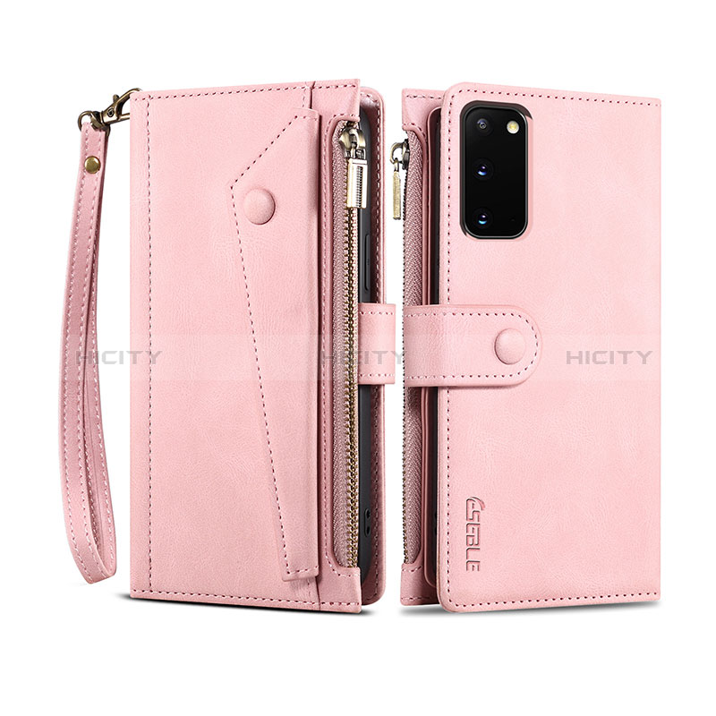 Coque Portefeuille Livre Cuir Etui Clapet B01S pour Samsung Galaxy S20 5G Or Rose Plus