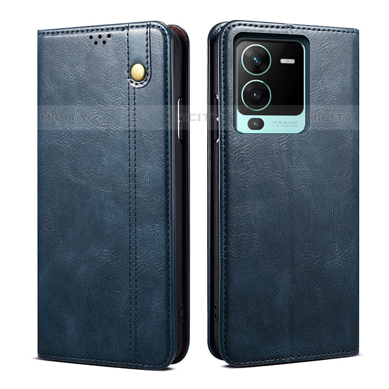 Coque Portefeuille Livre Cuir Etui Clapet B01S pour Vivo V25 Pro 5G Bleu Plus