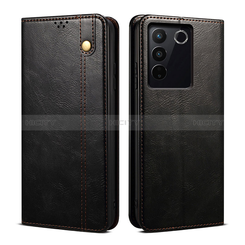 Coque Portefeuille Livre Cuir Etui Clapet B01S pour Vivo V27 Pro 5G Noir Plus