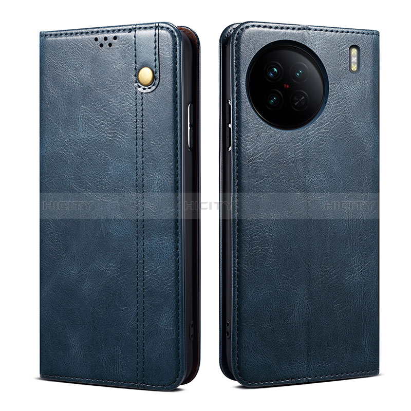 Coque Portefeuille Livre Cuir Etui Clapet B01S pour Vivo X90 5G Bleu Plus