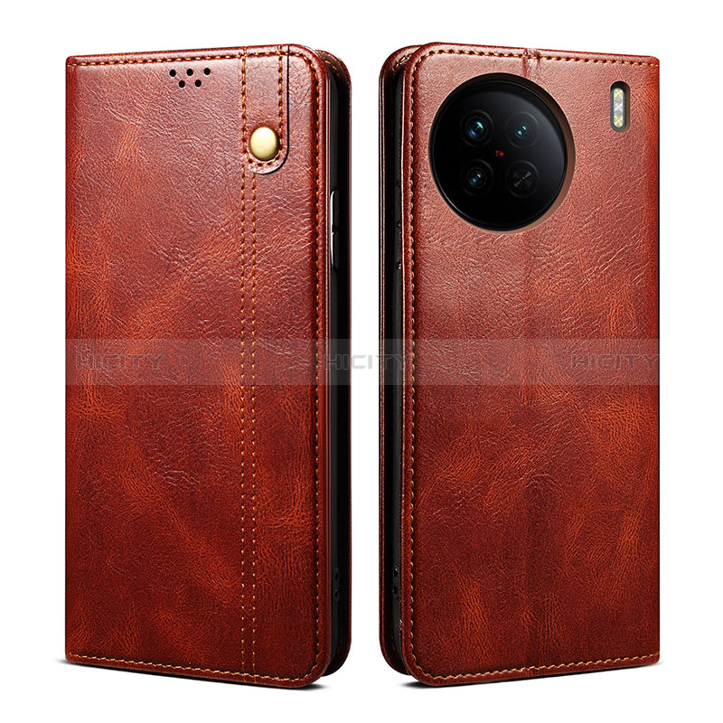 Coque Portefeuille Livre Cuir Etui Clapet B01S pour Vivo X90 5G Marron Plus