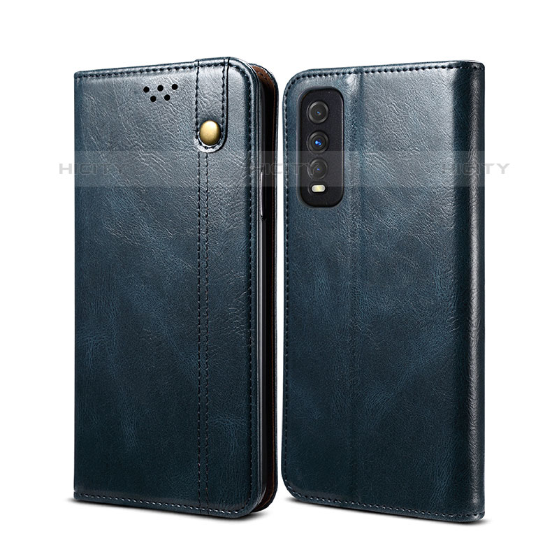 Coque Portefeuille Livre Cuir Etui Clapet B01S pour Vivo Y70S 5G Bleu Plus