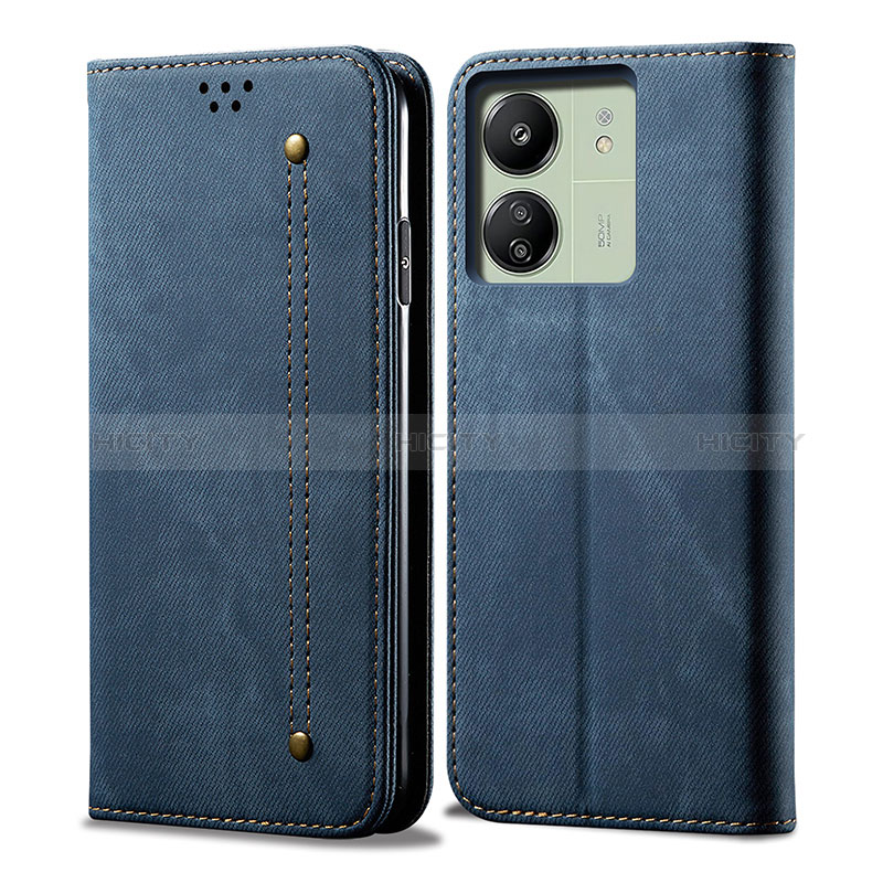 Coque Portefeuille Livre Cuir Etui Clapet B01S pour Xiaomi Poco C65 Bleu Plus