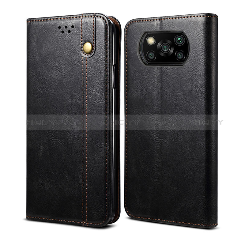 Coque Portefeuille Livre Cuir Etui Clapet B01S pour Xiaomi Poco X3 Pro Noir Plus