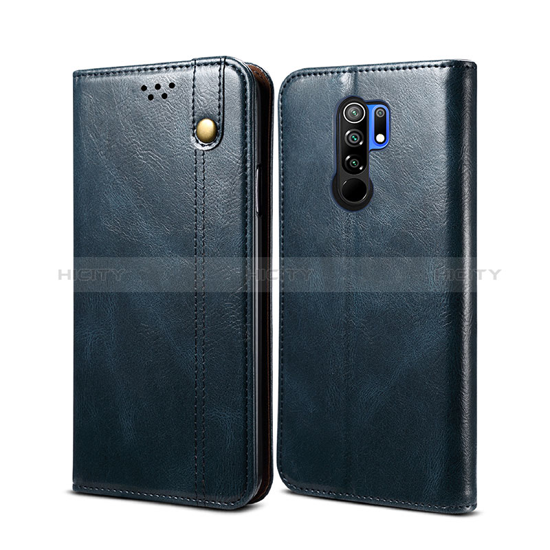 Coque Portefeuille Livre Cuir Etui Clapet B01S pour Xiaomi Redmi 9 Bleu Plus