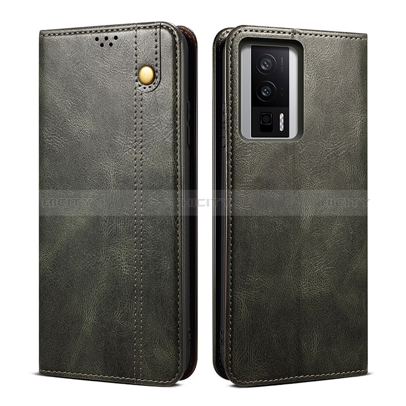 Coque Portefeuille Livre Cuir Etui Clapet B01S pour Xiaomi Redmi K60 Pro 5G Vert Plus