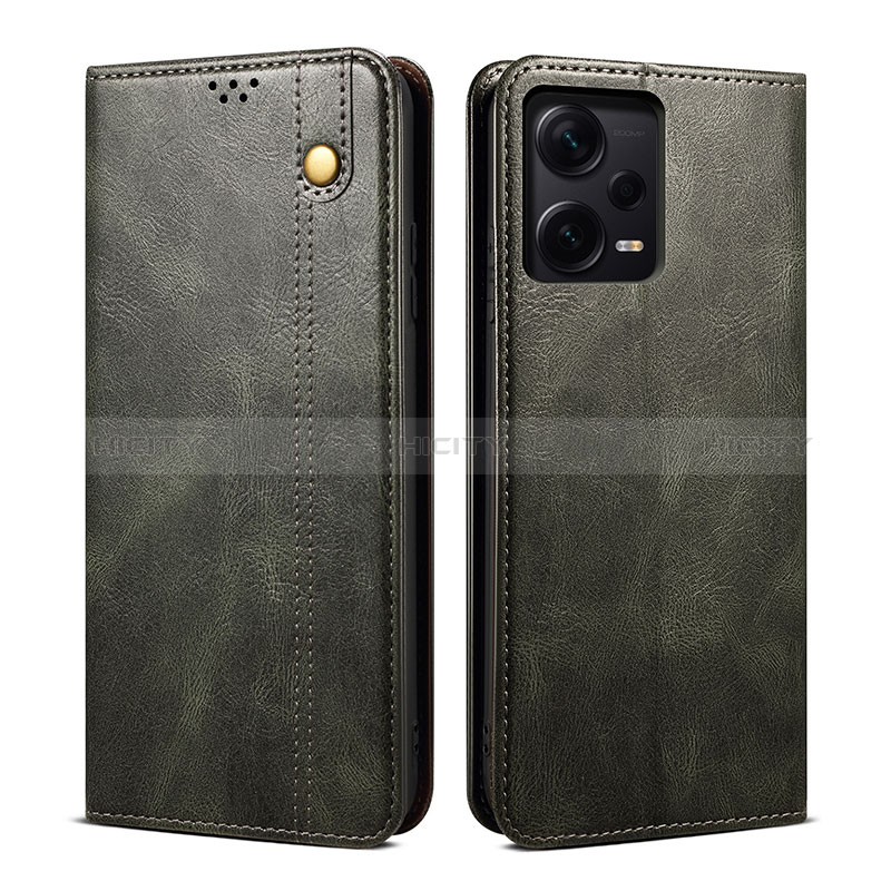 Coque Portefeuille Livre Cuir Etui Clapet B01S pour Xiaomi Redmi Note 12 Pro+ Plus 5G Vert Plus