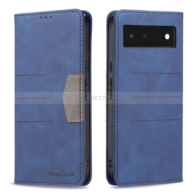 Coque Portefeuille Livre Cuir Etui Clapet B02F pour Google Pixel 6 5G Bleu Plus