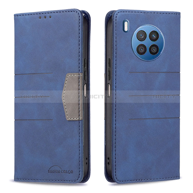 Coque Portefeuille Livre Cuir Etui Clapet B02F pour Huawei Nova 8i Bleu Plus