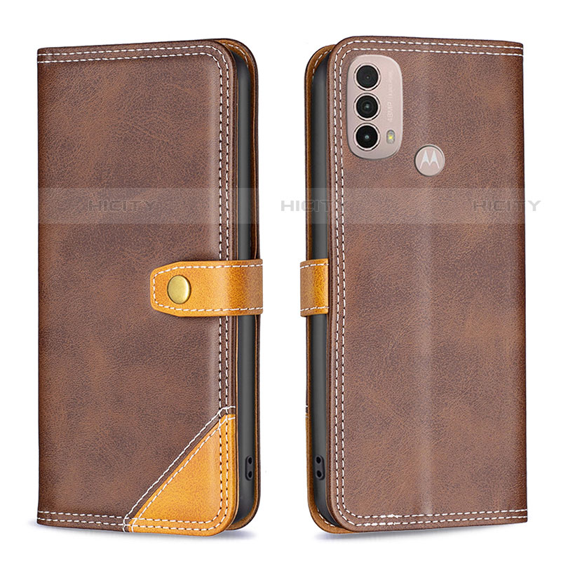 Coque Portefeuille Livre Cuir Etui Clapet B02F pour Motorola Moto E30 Marron Plus