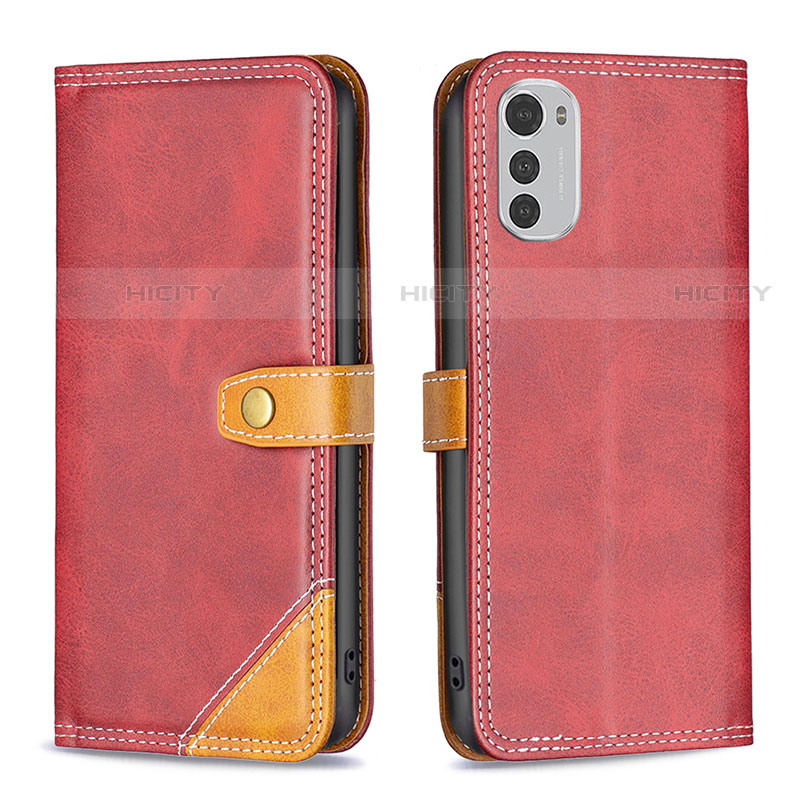 Coque Portefeuille Livre Cuir Etui Clapet B02F pour Motorola Moto E32 Rouge Plus