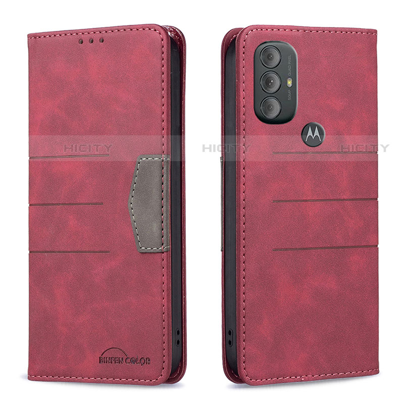 Coque Portefeuille Livre Cuir Etui Clapet B02F pour Motorola Moto G Play (2023) Rouge Plus