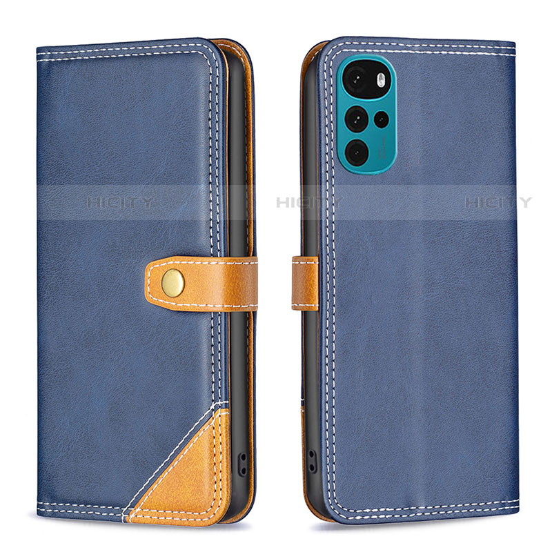 Coque Portefeuille Livre Cuir Etui Clapet B02F pour Motorola Moto G22 Bleu Plus