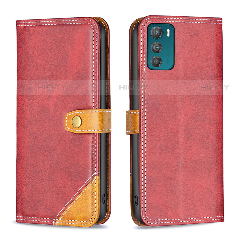 Coque Portefeuille Livre Cuir Etui Clapet B02F pour Motorola Moto G42 Rouge Plus