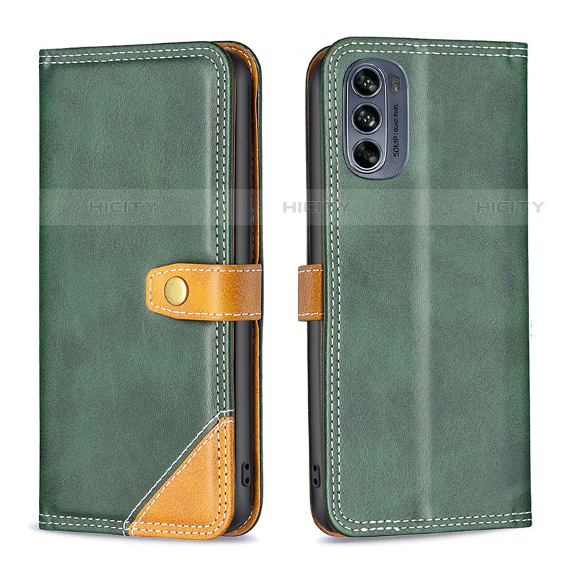 Coque Portefeuille Livre Cuir Etui Clapet B02F pour Motorola Moto G62 5G Vert Plus