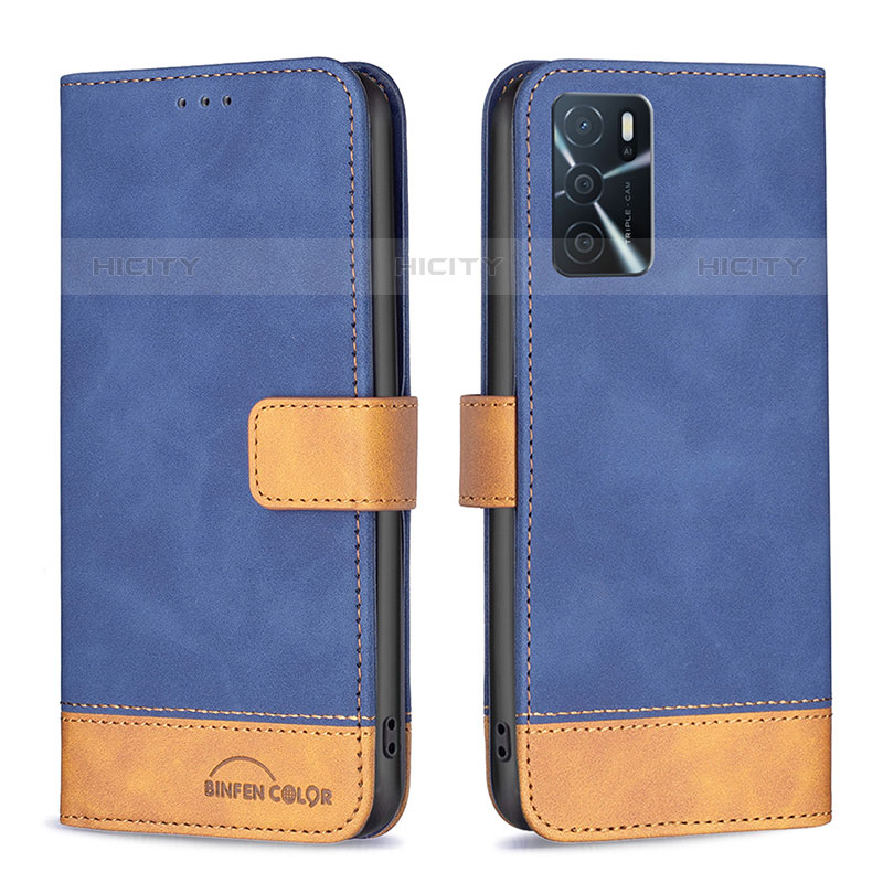 Coque Portefeuille Livre Cuir Etui Clapet B02F pour Oppo A54s Bleu Plus