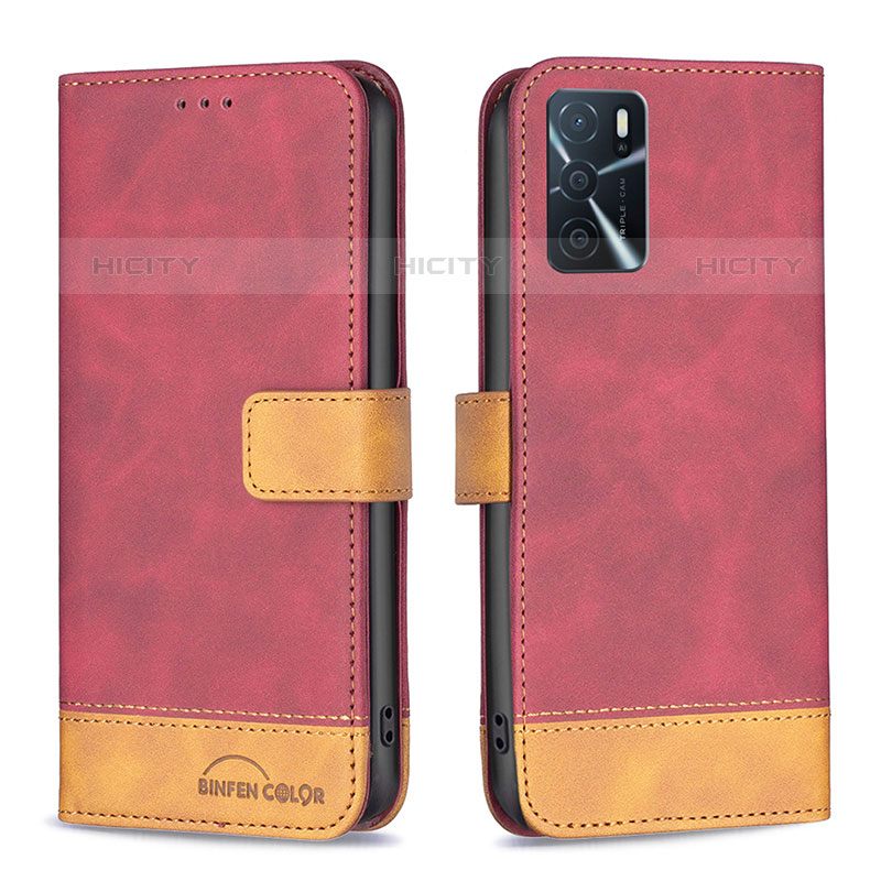 Coque Portefeuille Livre Cuir Etui Clapet B02F pour Oppo A54s Rouge Plus