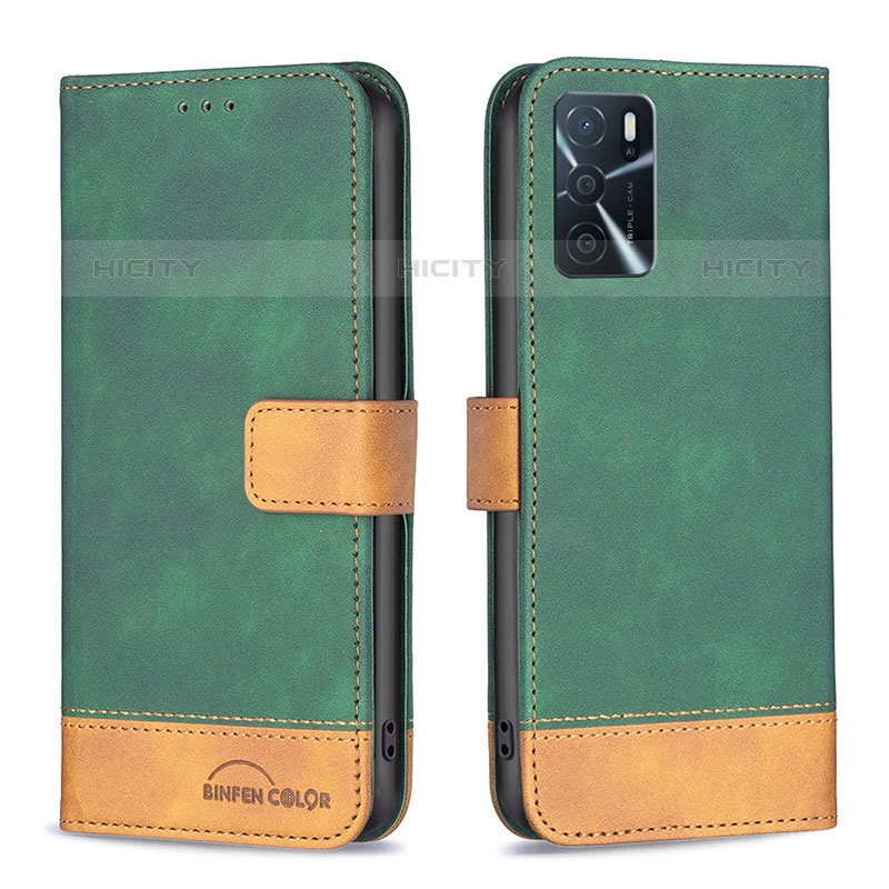 Coque Portefeuille Livre Cuir Etui Clapet B02F pour Oppo A54s Vert Plus