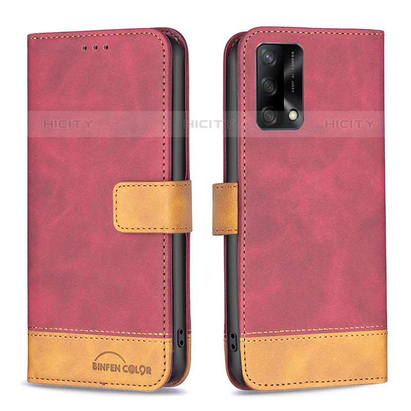 Coque Portefeuille Livre Cuir Etui Clapet B02F pour Oppo A74 4G Rouge Plus