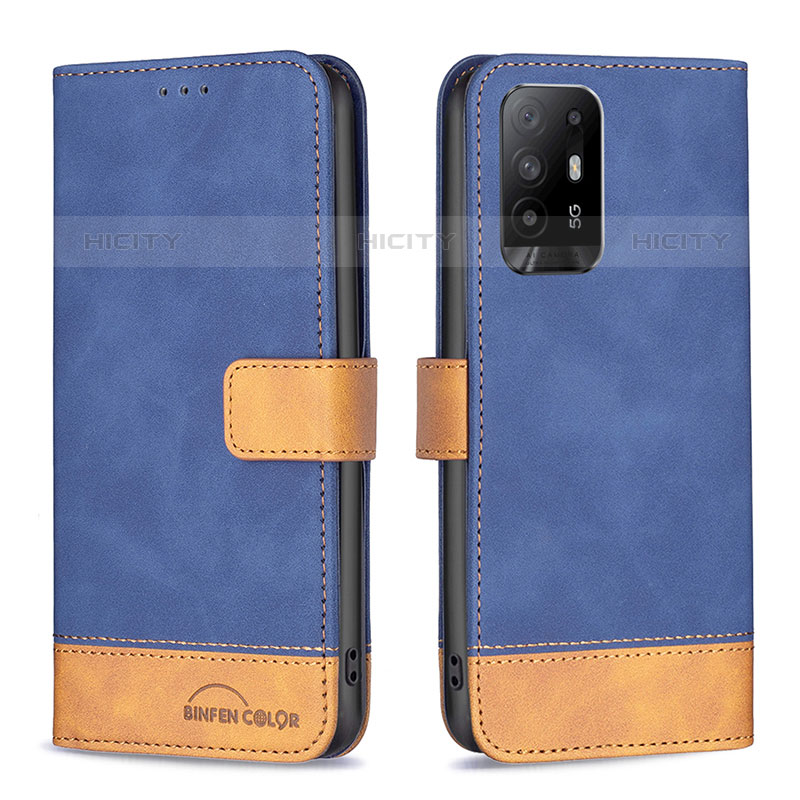 Coque Portefeuille Livre Cuir Etui Clapet B02F pour Oppo A95 5G Bleu Plus